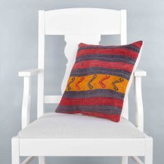 Rug Pillow Unique Hand Woven Pillow  - 40x40 - Colorful pillows, Wool pillows