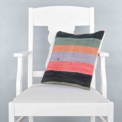 Rug Pillow Unique Hand Woven Pillow  - 40x40 - Colorful pillows, Wool pillows