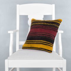 Rug Pillow Unique Hand Woven Pillow  - 40x40 - Colorful pillows, Wool pillows