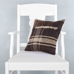 Rug Pillow Unique Hand Woven Pillow  - 40x40 - Brown pillows, Wool pillows