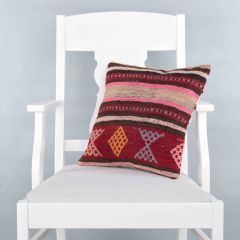 Rug Pillow Unique Hand Woven Pillow  - 40x40 - Colorful pillows, Wool pillows