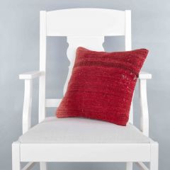 Rug Pillow Unique Hand Woven Pillow  - 40x40 - Red pillows, Wool pillows