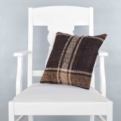 Rug Pillow Unique Hand Woven Pillow  - 40x40 - Brown pillows, Wool pillows