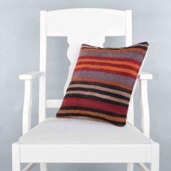 Rug Pillow Unique Hand Woven Pillow  - 40x40 - Colorful pillows, Wool pillows