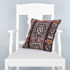 Rug Pillow Unique Hand Woven Pillow  - 40x40 - Colorful pillows, Wool pillows