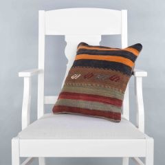 Rug Pillow Unique Hand Woven Pillow  - 40x40 - Colorful pillows, Wool pillows