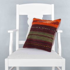 Rug Pillow Unique Hand Woven Pillow  - 40x40 - Colorful pillows, Wool pillows