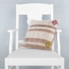 Rug Pillow Unique Hand Woven Pillow  - 40x40 - Beige pillows, Wool pillows