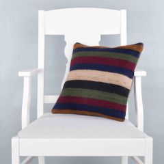 Rug Pillow Unique Hand Woven Pillow  - 40x40 - Colorful pillows, Wool pillows