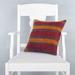 Rug Pillow Unique Hand Woven Pillow  - 40x40 - Colorful pillows, Wool pillows