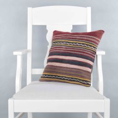 Rug Pillow Unique Hand Woven Pillow  - 40x40 - Colorful pillows, Wool pillows