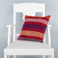 Rug Pillow Unique Hand Woven Pillow  - 40x40 - Red pillows, Wool pillows