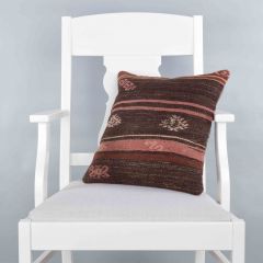 Modern Classic Hand Woven Pillow  - 40x40 - Brown pillows, Wool pillows