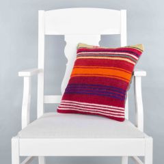 Rug Pillow Unique Hand Woven Pillow  - 40x40 - Colorful pillows, Wool pillows