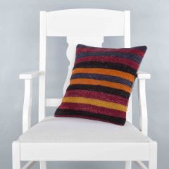 Rug Pillow Unique Hand Woven Pillow  - 40x40 - Colorful pillows, Wool pillows