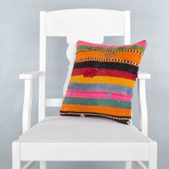 Rug Pillow Unique Hand Woven Pillow  - 40x40 - Colorful pillows, Wool pillows