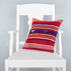 Rug Pillow Unique Hand Woven Pillow  - 40x40 - Colorful pillows, Wool pillows