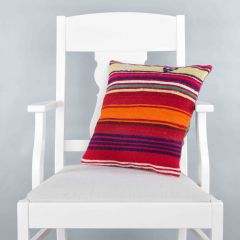 Rug Pillow Unique Hand Woven Pillow  - 40x40 - Colorful pillows, Wool pillows