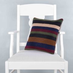 Rug Pillow Unique Hand Woven Pillow  - 40x40 - Colorful pillows, Wool pillows