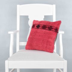 Rug Pillow Unique Hand Woven Pillow  - 40x40 - Red pillows, Wool pillows