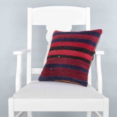 Rug Pillow Unique Hand Woven Pillow  - 40x40 - Colorful pillows, Wool pillows