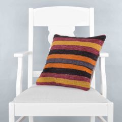 Rug Pillow Unique Hand Woven Pillow  - 40x40 - Colorful pillows, Wool pillows