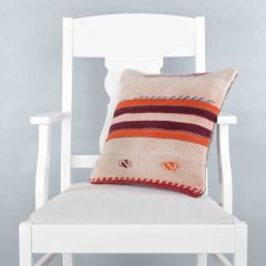 Rug Pillow Unique Hand Woven Pillow  - 40x40 - Colorful pillows, Wool pillows