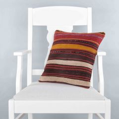 Rug Pillow Unique Hand Woven Pillow  - 40x40 - Colorful pillows, Wool pillows