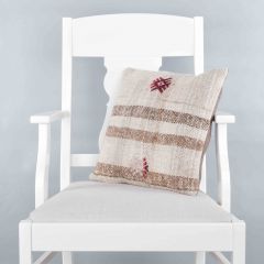 Rug Pillow Unique Hand Woven Pillow  - 40x40 - Beige pillows, Wool pillows