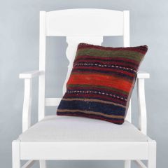 Rug Pillow Unique Hand Woven Pillow  - 40x40 - Colorful pillows, Wool pillows