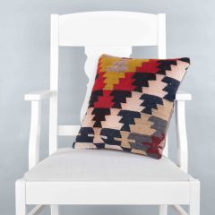 Rug Pillow Unique Hand Woven Pillow  - 40x40 - Colorful pillows, Wool pillows