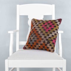 Classic Anatolian Motif Pillow Hand Woven Rug Pillow  - 40x40 - Colorful pillows, Wool pillows