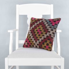 Classic Anatolian Motif Pillow Hand Woven Rug Pillow  - 40x40 - Colorful pillows, Wool pillows