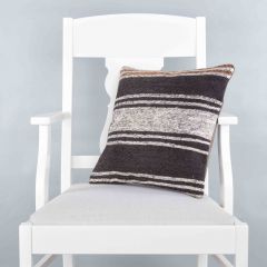 Classic Anatolian Motif Pillow Hand Woven Rug Pillow  - 40x40 - Black & White pillows, Wool pillows