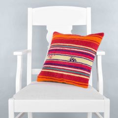 Traditional Pattern Hand Woven Pillow - 40x40 - Colorful Decorative Pillows & Blankets, Wool Decorative Pillows & Blankets