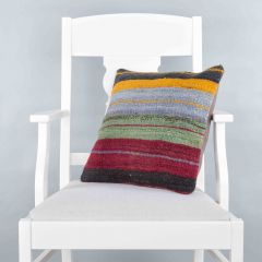 Traditional Pattern Hand Woven Pillow - 40x40 - Colorful Decorative Pillows & Blankets, Wool Decorative Pillows & Blankets