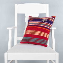 Traditional Pattern Hand Woven Pillow - 40x40 - Colorful Decorative Pillows & Blankets, Wool Decorative Pillows & Blankets