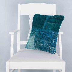 Turquoise Hand Woven PATCHWORK throw pillow - 45x45 - Green Pillows, Wool Pillows