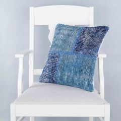 Blue Hand Woven PATCHWORK throw pillow - 45x45 - Blue Pillows