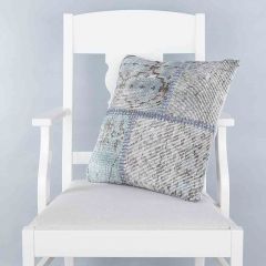 Ice Blue handwoven PATCHWORK throw pillow - 45x45 - Blue Pillows, Wool Pillows