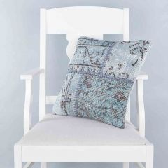 Ice Blue handwoven PATCHWORK throw pillow - 45x45 - Blue Pillows, Wool Pillows