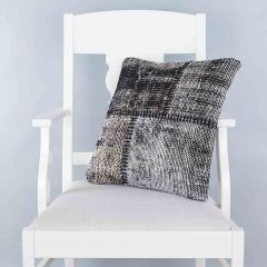 Black Hand Woven PATCHWORK throw pillow - 45x45 - Black & White Pillows, Wool Pillows