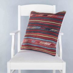 Rug Patterned Hand Woven Cushion  - 50x50 - Colorful Pillows, Wool Pillows