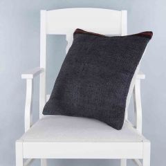 Modern Classical Rug Patterned Hand Woven Cushion   - 50x50 - Black Pillows, Wool Pillows