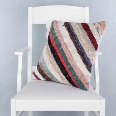 Modern Classical Rug Patterned Hand Woven Cushion   - 50x50 - Colorful Pillows, Wool Pillows