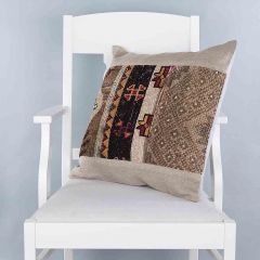 Modern Classical Rug Patterned Hand Woven Cushion   - 50x50 - Colorful Pillows, Wool Pillows