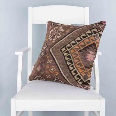 Modern Classical Rug Patterned Hand Woven Cushion   - 50x50 -  Pillows, Wool Pillows