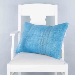 Rug Patterned Hand Woven Cushion  - 60x40 - Blue Pillows, Wool Pillows