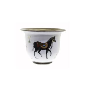Porcelain Authentic Horse Pattern Flowerpot - 34x34 - Black Decors
