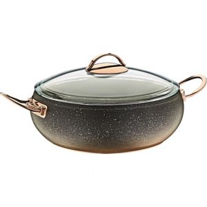 Granite Wok with Glass Lid and Copper Handle